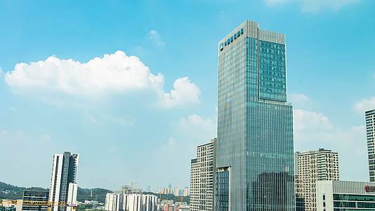 8K城市高楼建筑群中国建筑局蓝天白云延时视频的预览图