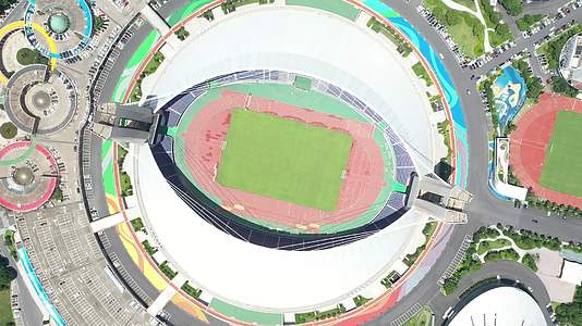 航拍俯瞰杭州黄龙体育中心视频的预览图