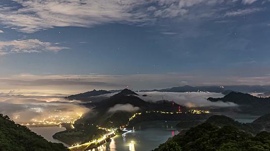 台湾岛屿城市日落唯美延时视频的预览图