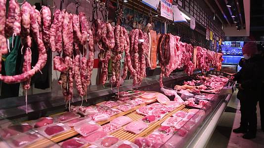 超市猪肉货柜视频的预览图