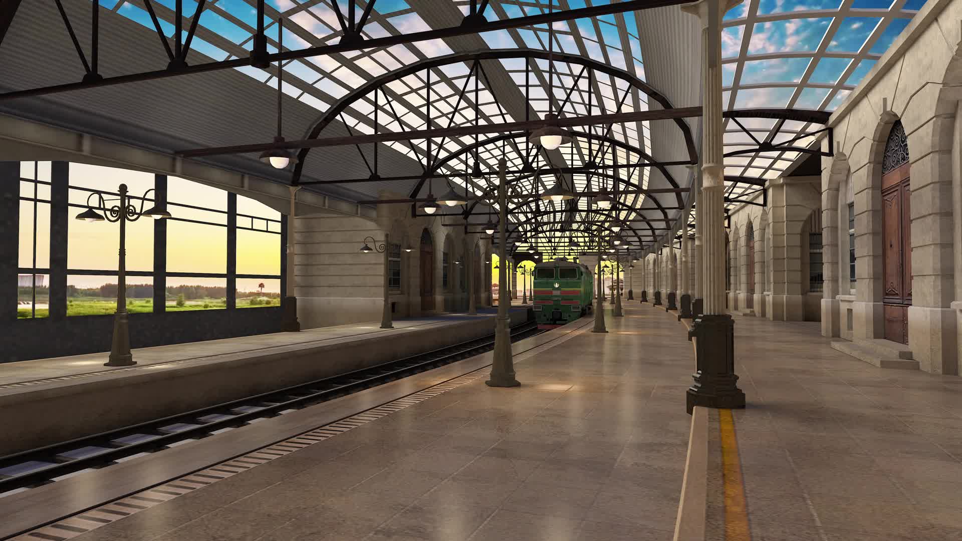 火车站虚拟演播室火车站场景视频的预览图