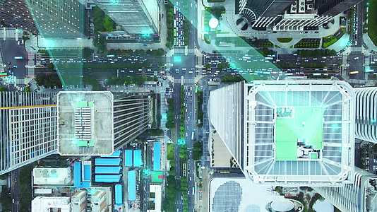 智慧公路俯拍城市特效镜头视频的预览图