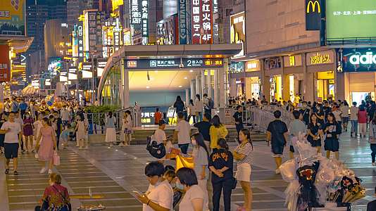8K实拍湖南长沙黄兴广场城市商圈人山人海夜景延时视频的预览图