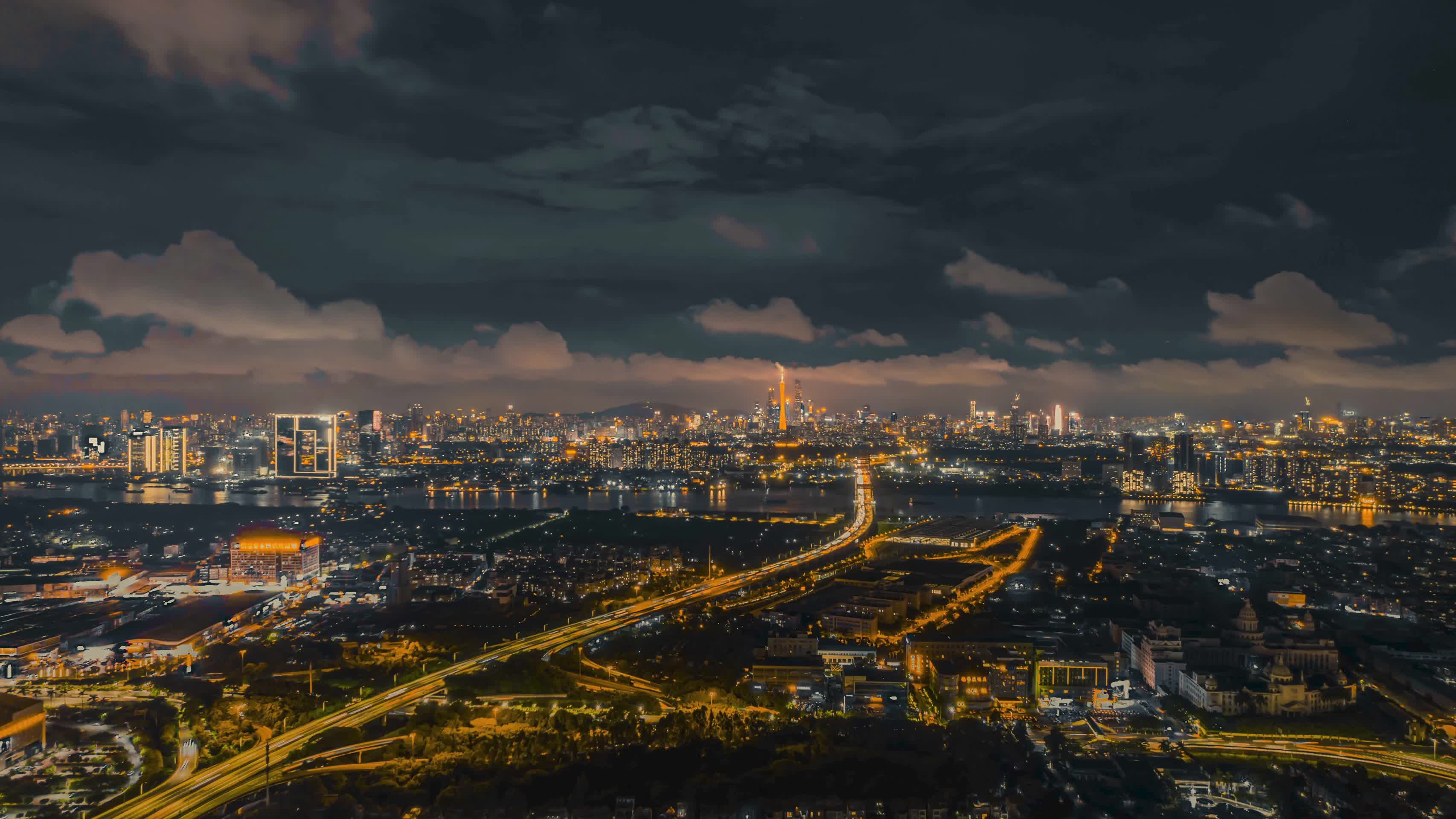 8K航拍广州全景城市天际线延时摄影视频的预览图