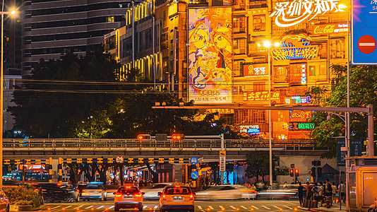 8K深圳城市夜景深圳文和友商圈延时摄影视频的预览图