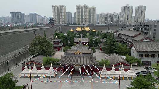 西安广仁寺寺庙航拍视频的预览图