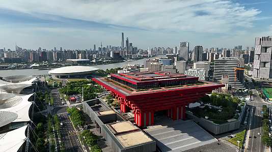 上海世博公园日出上海地标宣传片城市风光航拍视频的预览图