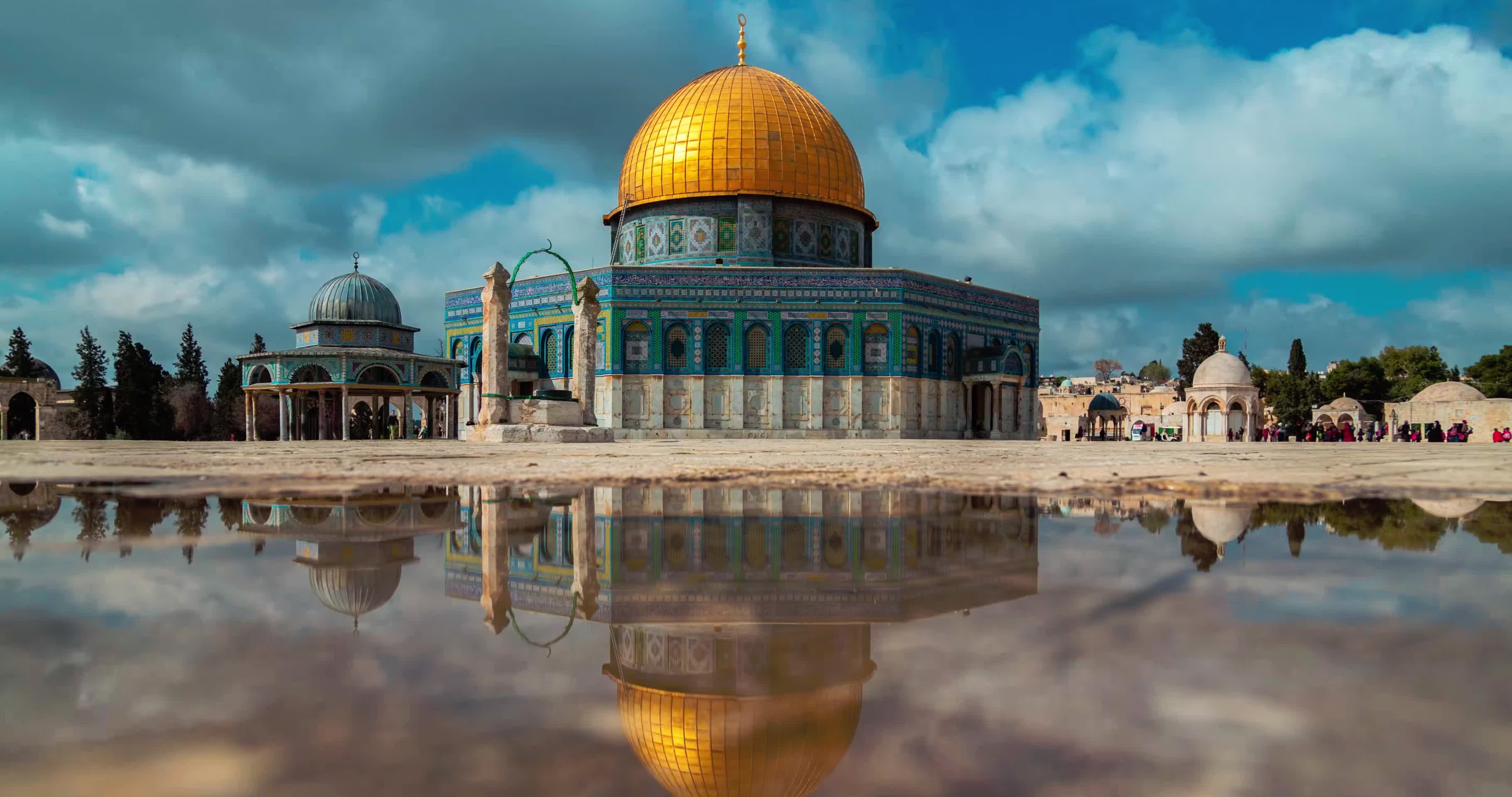 耶路撒冷的圆顶清真寺延时摄影视频的预览图