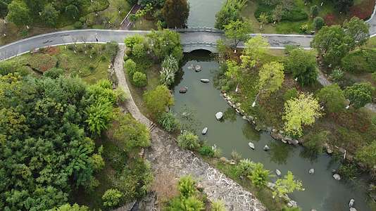 航拍湖北公园及四旁绿化视频的预览图