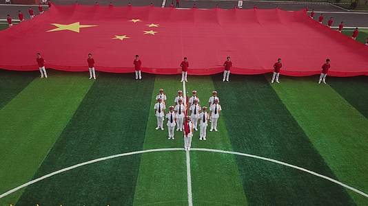 国庆喜庆节日旗子红色文化航拍视频视频的预览图