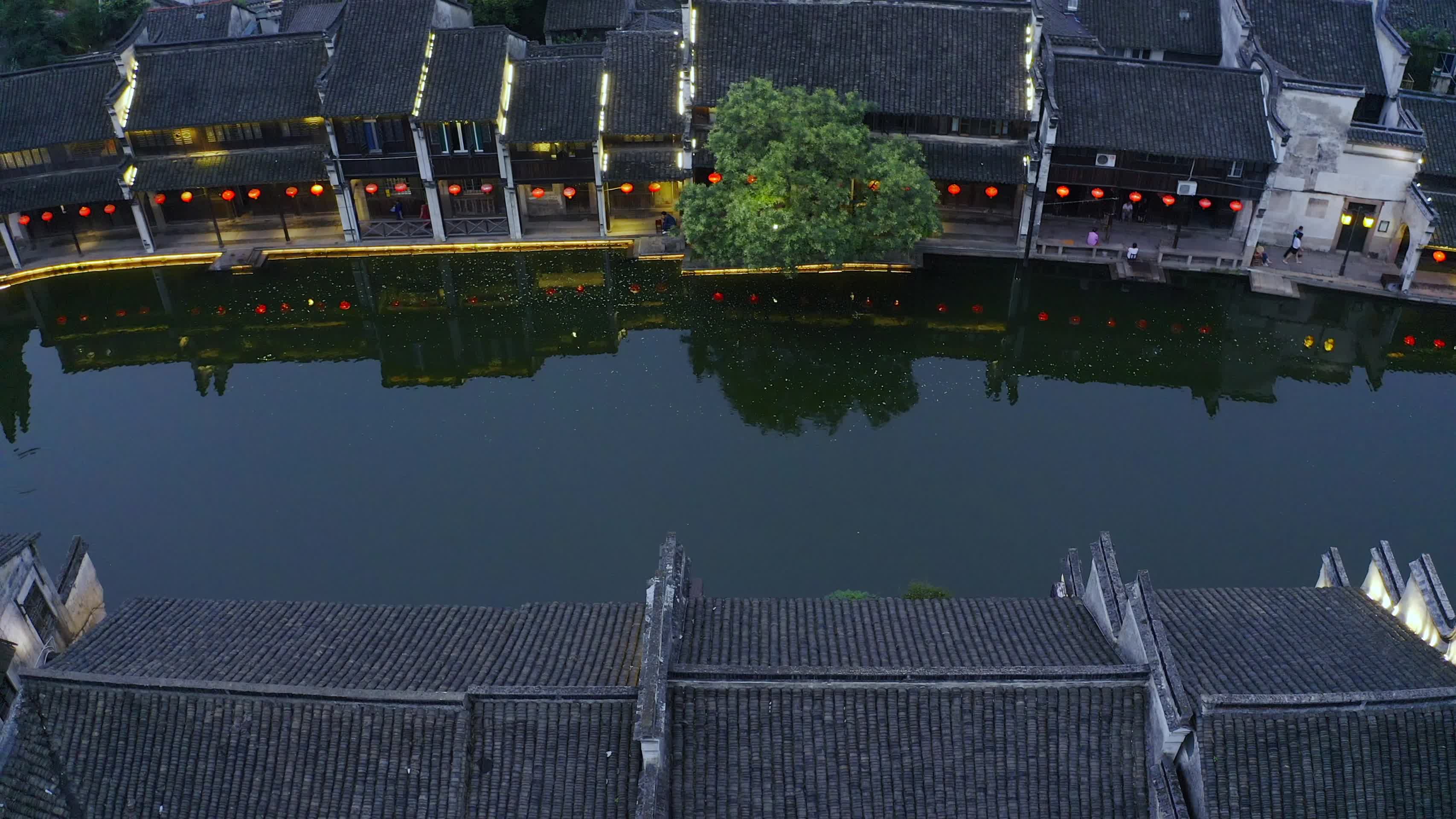 宁静的南浔古镇夜景视频的预览图