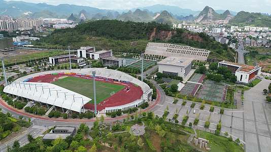 贺州平桂区体育中心场馆建筑视频的预览图