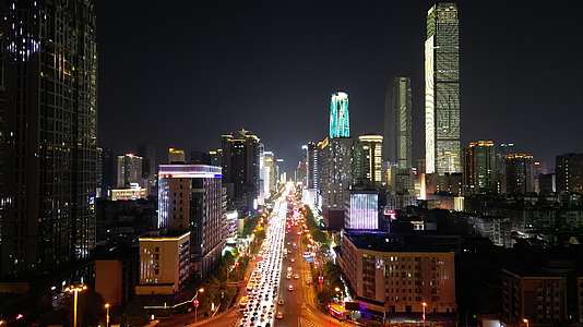 湖南长沙五一大道城市夜景灯光航拍视频的预览图
