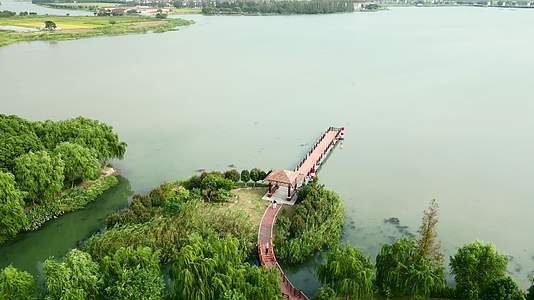 上海城市公园湖水航拍4K视频的预览图
