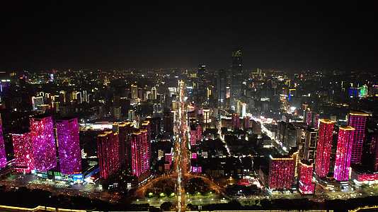湖南长沙城市夜景五一大道航拍视频的预览图