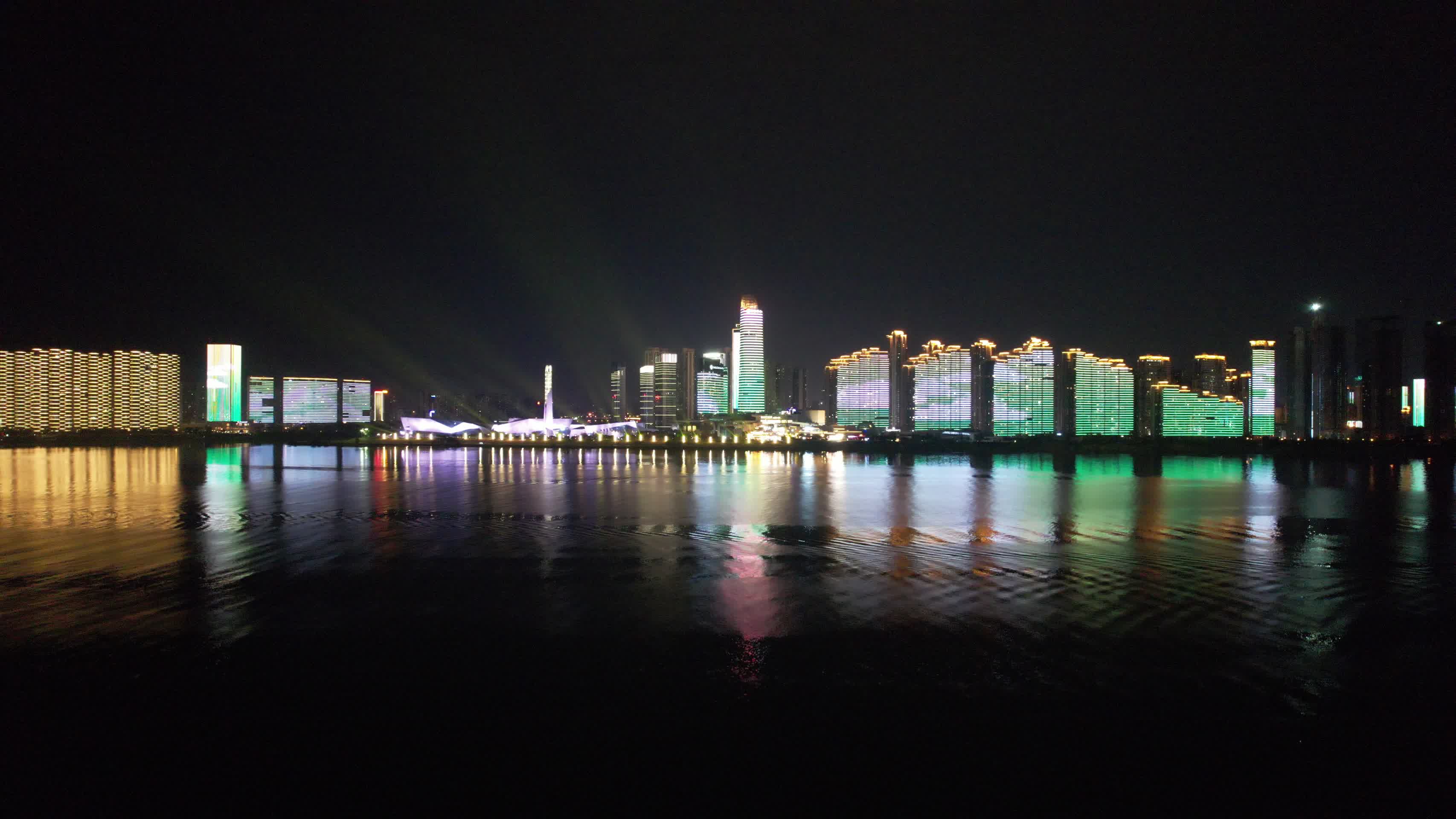 湖南长沙北辰三角洲夜景灯光航拍视频的预览图
