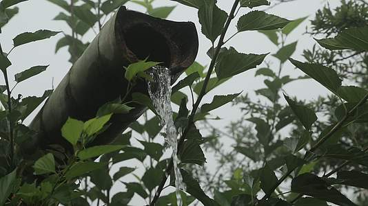 竹筒流水溪水自然环境视频的预览图