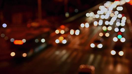 城市夜晚车流光斑视频的预览图