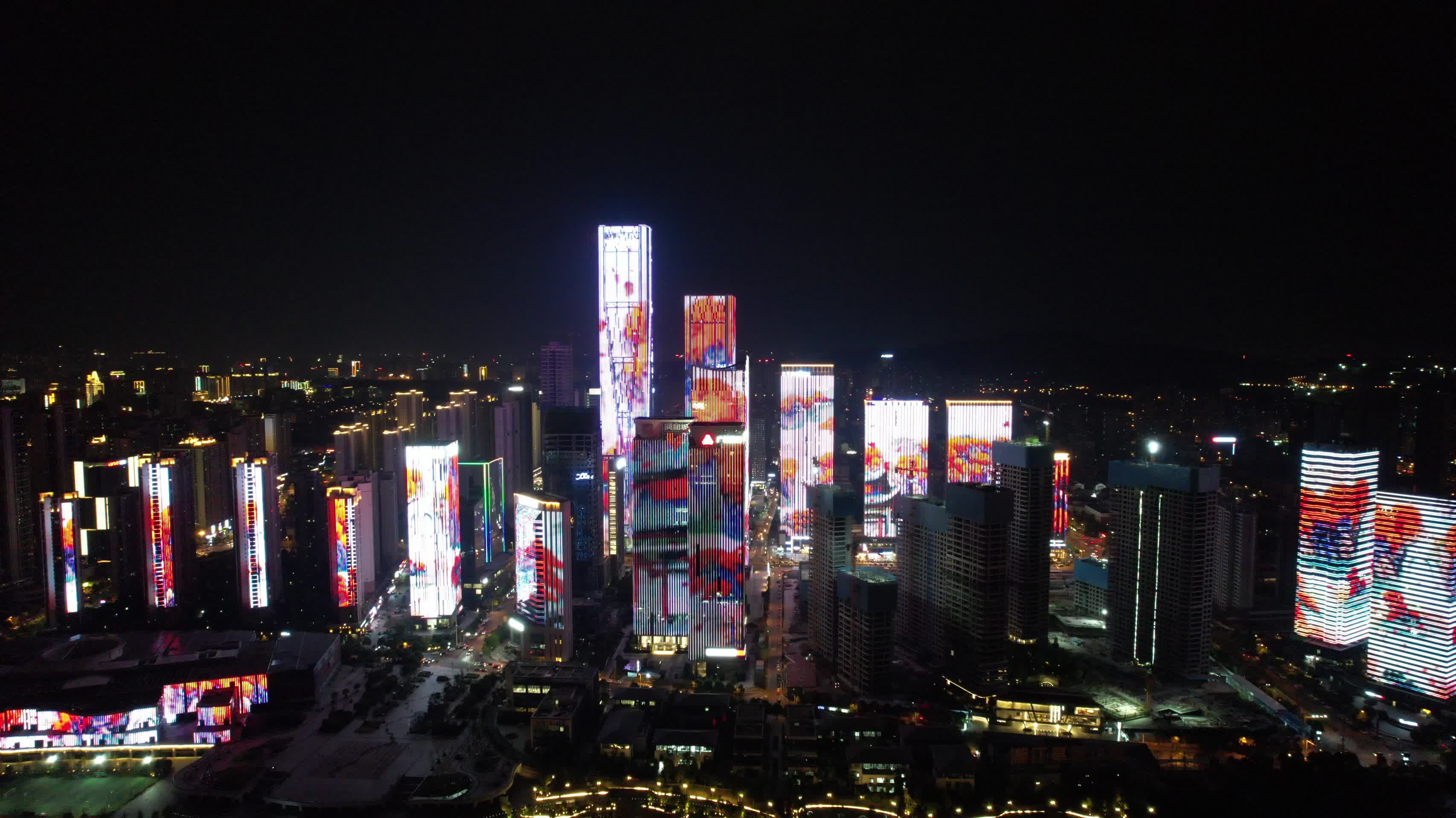 湖南长沙金融中心夜景航拍视频的预览图