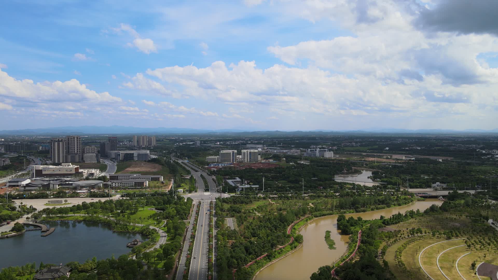 江西抚州凤岗河湿地公园航拍视频的预览图