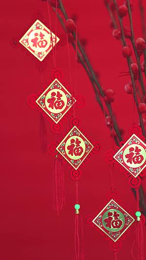中国春节新年吉祥物品装饰品视频的预览图