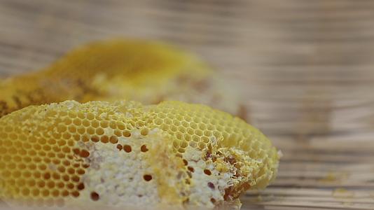 野生新鲜蜂蜜蜂巢特写视频的预览图
