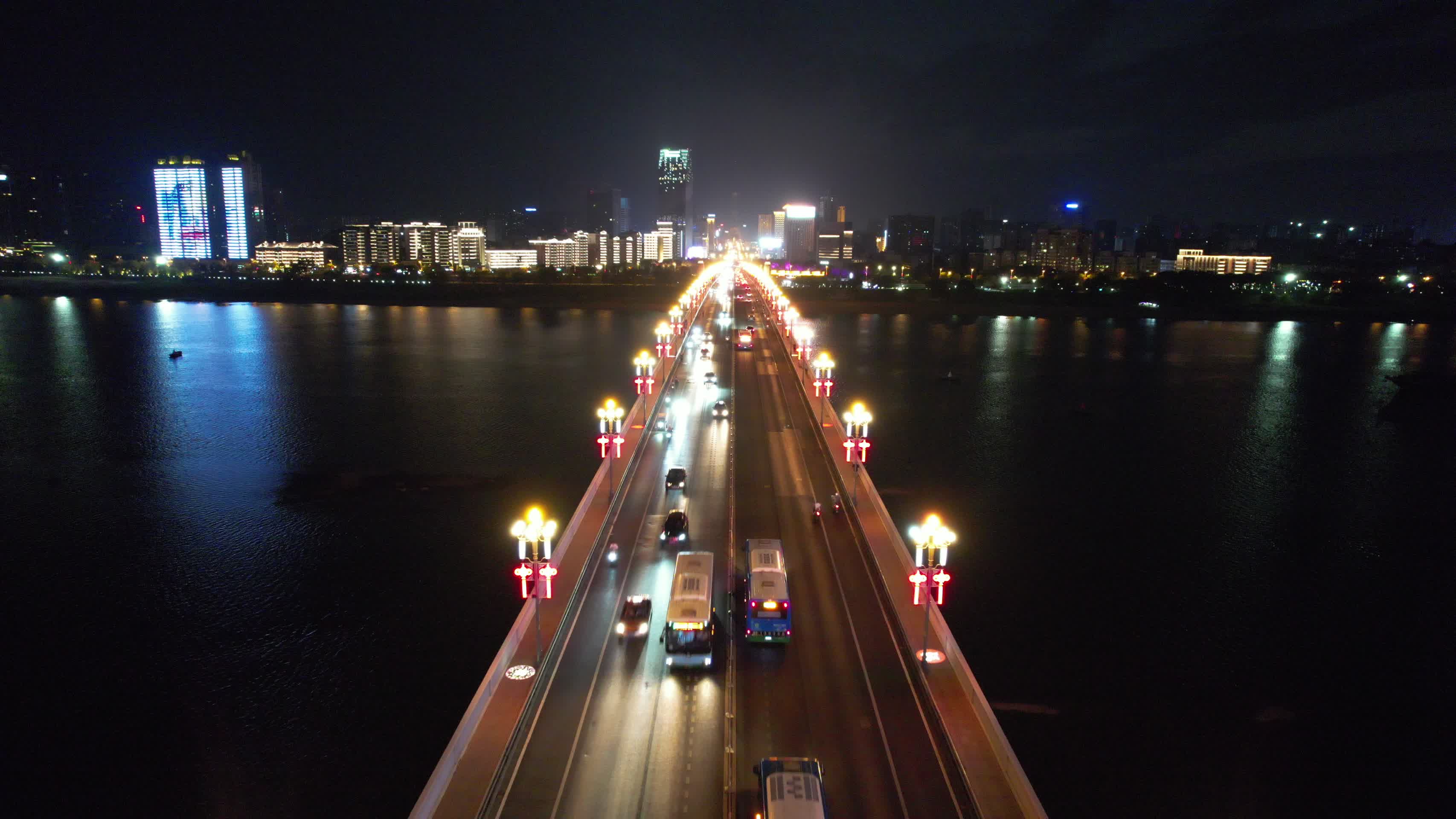 湖南株洲城市夜景灯光航拍视频的预览图