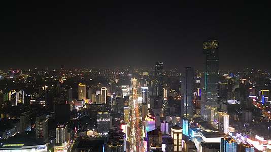 湖南长沙五一大道夜景灯光航拍视频的预览图