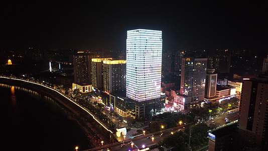 湖南株洲城市夜景航拍视频的预览图