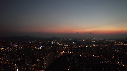 江苏镇江城市晚霞夜幕降临航拍视频的预览图