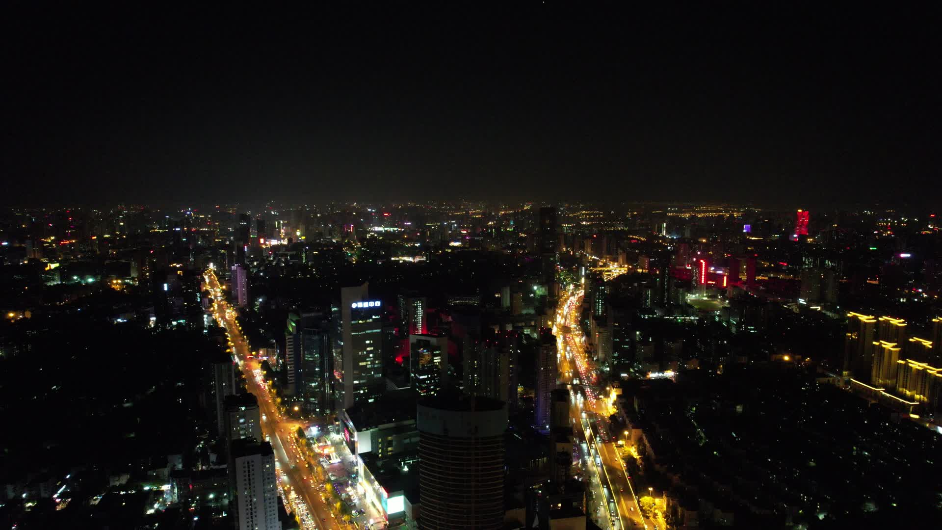 安徽合肥城市化夜景交通航拍视频的预览图