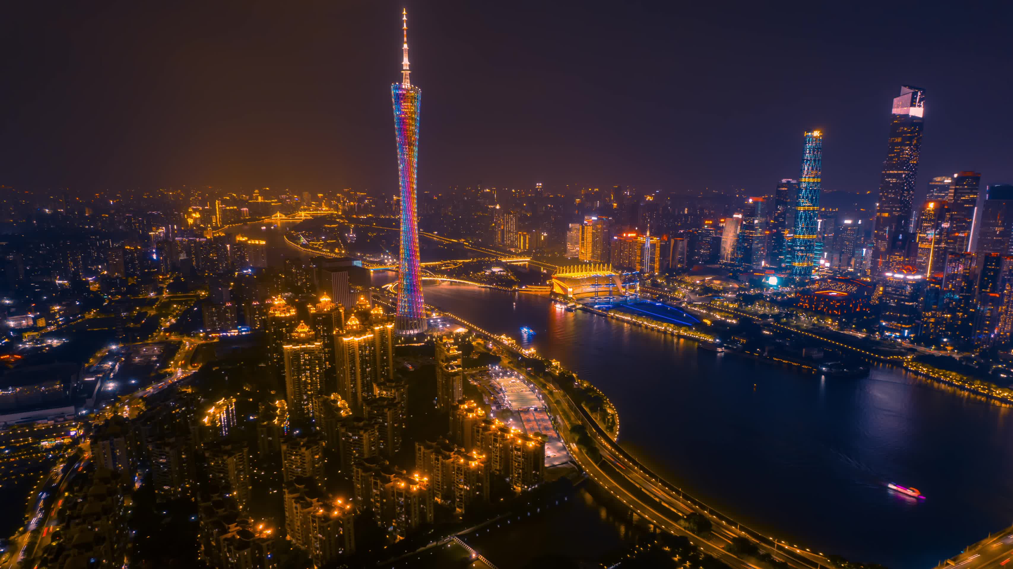 8K广州繁华CBD广州塔珠江夜景城市宣传延时视频的预览图