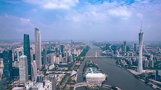 8K简约广州横跨珠江CBD城市风光宣传视频视频的预览图