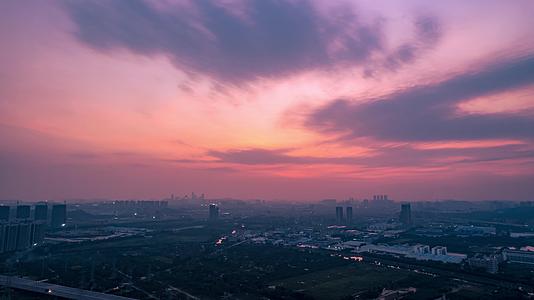 8K震撼城市天际线朝霞城市清晨风光延时视频的预览图