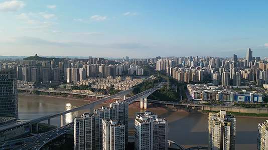 重庆渝中江北长江自然风光航拍视频的预览图