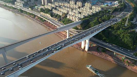 重庆渝中江北嘉华大桥长江风景航拍视频的预览图
