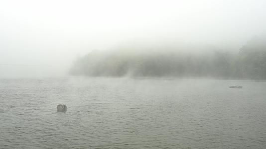 清晨雾气水面仙境古风禅意背景视频的预览图
