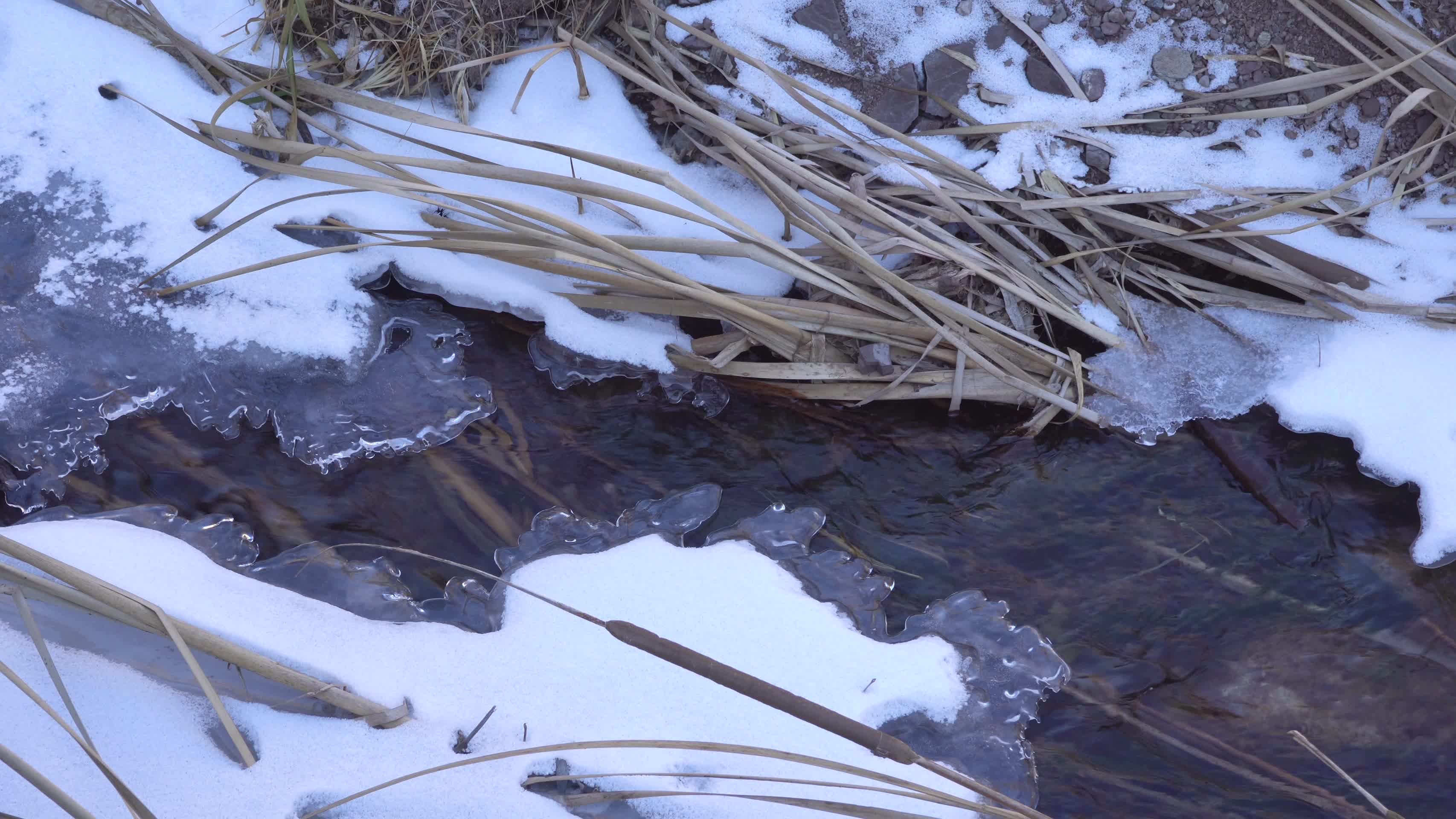 化雪冰雪消融的春天视频的预览图