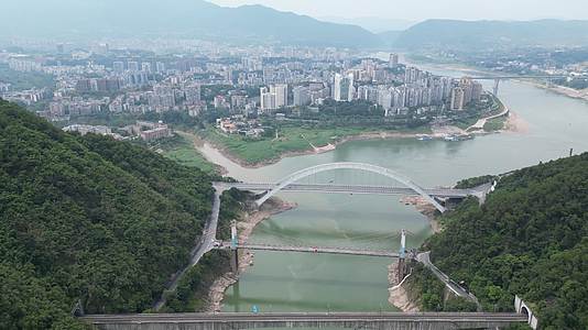 重庆北碚建筑桥梁自然风光航拍视频的预览图