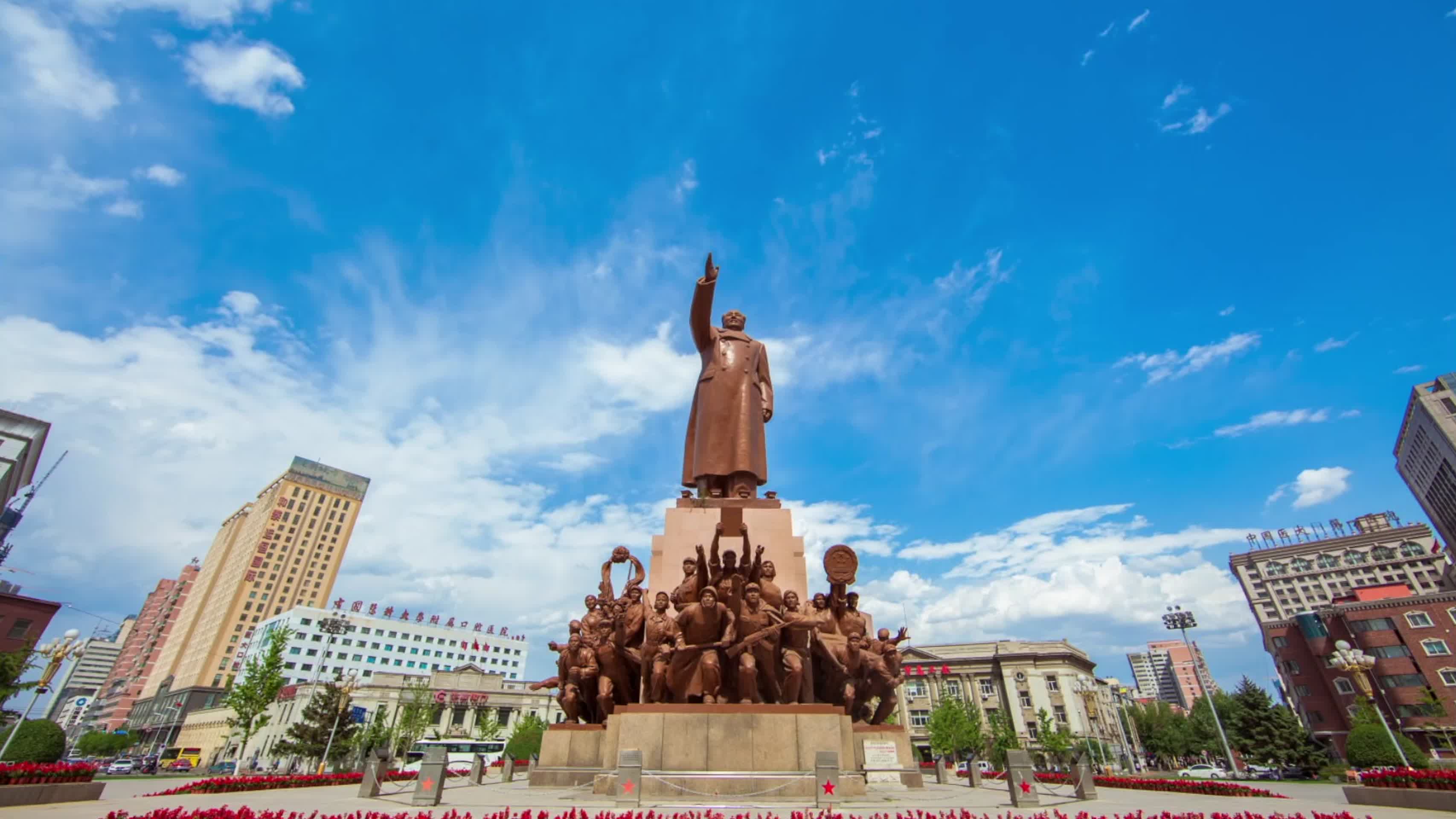 沈阳中山广场毛主席像延时视频的预览图