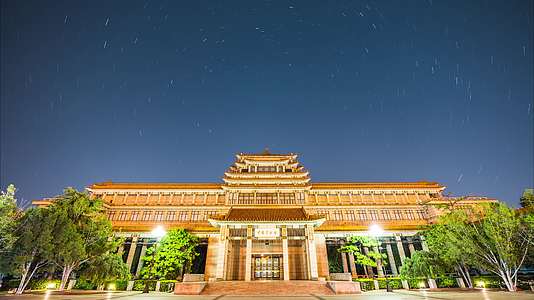 北京中国美术馆夜晚星轨夜景延时视频的预览图
