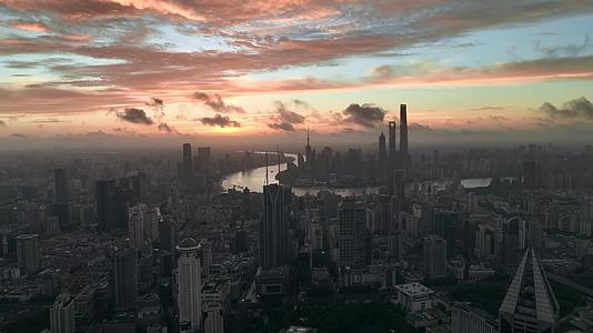 上海陆家嘴日出地标宣传片漫画天气航拍视频的预览图