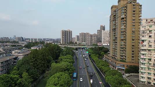 浙江杭州城市交通航拍视频的预览图