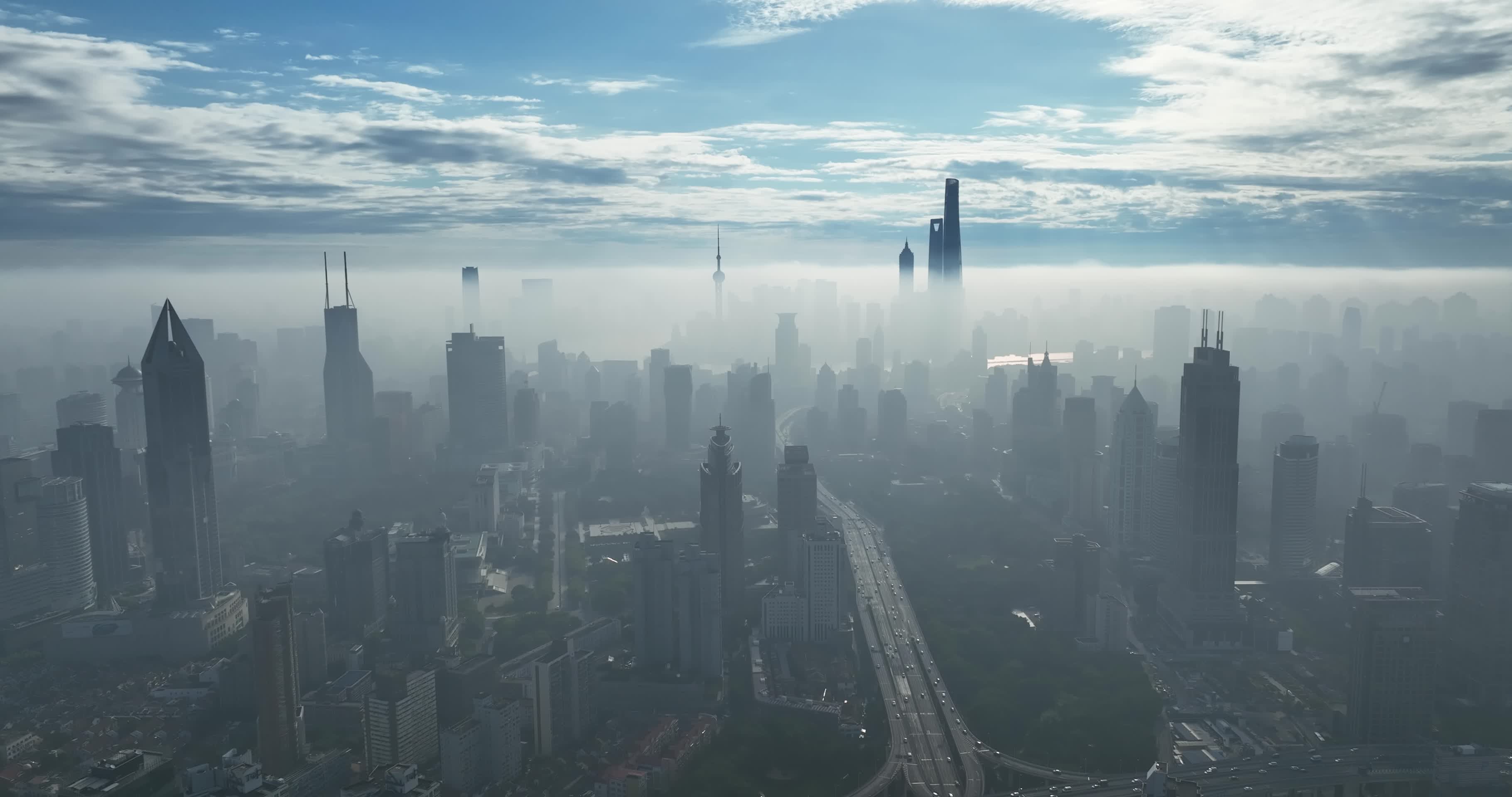 上海城市平流雾地标宣传片东方明珠耶稣光航拍视频的预览图