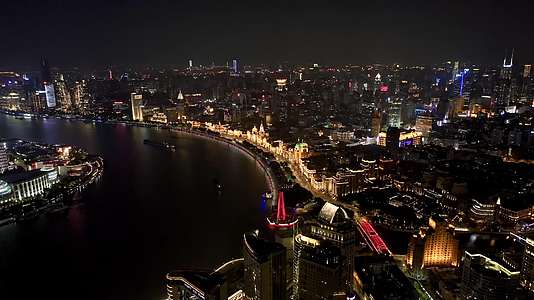上海东方明珠北外滩夜景航拍视频的预览图