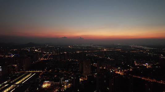 江苏镇江城市晚霞夜幕降临航拍视频的预览图