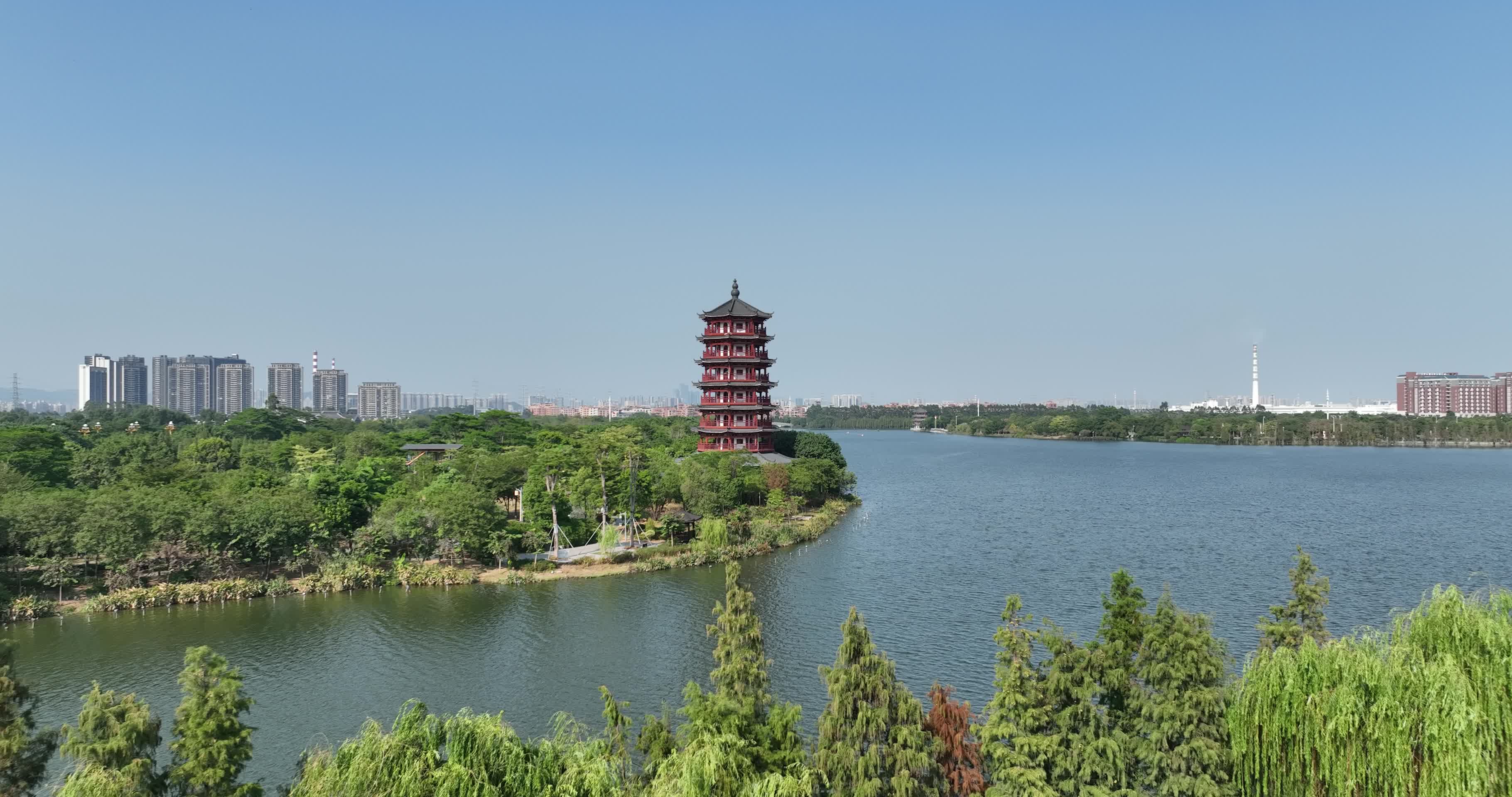 广东省东莞市华阳湖湿地公园航拍视频的预览图