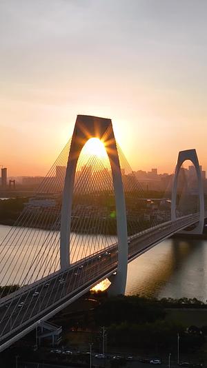 高清竖屏航拍南宁青山大桥日出视频的预览图