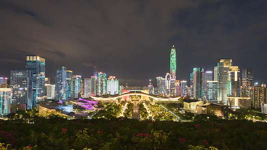 深圳市民中心灯光秀延时夜景视频的预览图