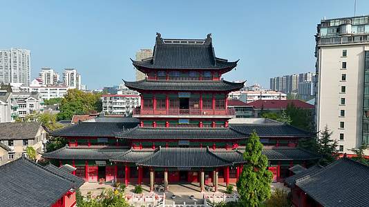 航拍秋日里的南京毗卢寺风光视频的预览图